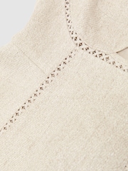 Reiss Neutral Sage Linen-Blend Fit-and-Flare Midi Dress - Image 6 of 6