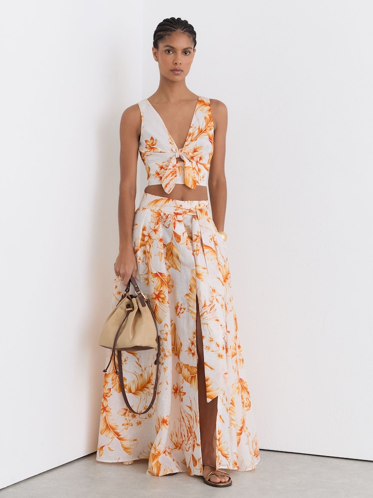 Reiss Ivory/Orange Milly Skirt - Image 1 of 6