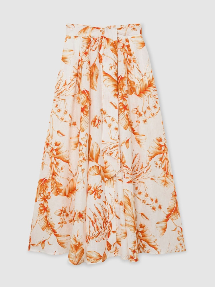 Reiss Ivory/Orange Milly Skirt - Image 2 of 6