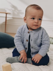 Blue Soft Touch Knitted Baby Cardigan (0mths-2yrs) - Image 1 of 10