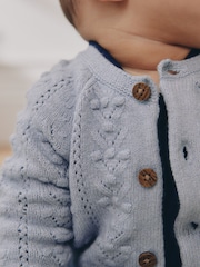 Blue Soft Touch Knitted Baby Cardigan (0mths-2yrs) - Image 2 of 10