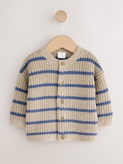 Brown/Blue Stripe Embroidered Bear Cardigan (0mths-2yrs) - Image 4 of 7