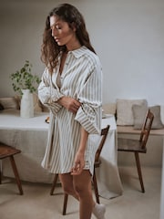 Yard Hebden Stripe Cotton Flannel Stripe Night Shirt - Image 2 of 9