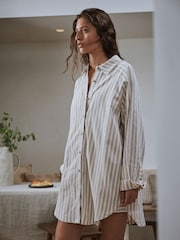 Yard Hebden Stripe Cotton Flannel Stripe Night Shirt - Image 3 of 9