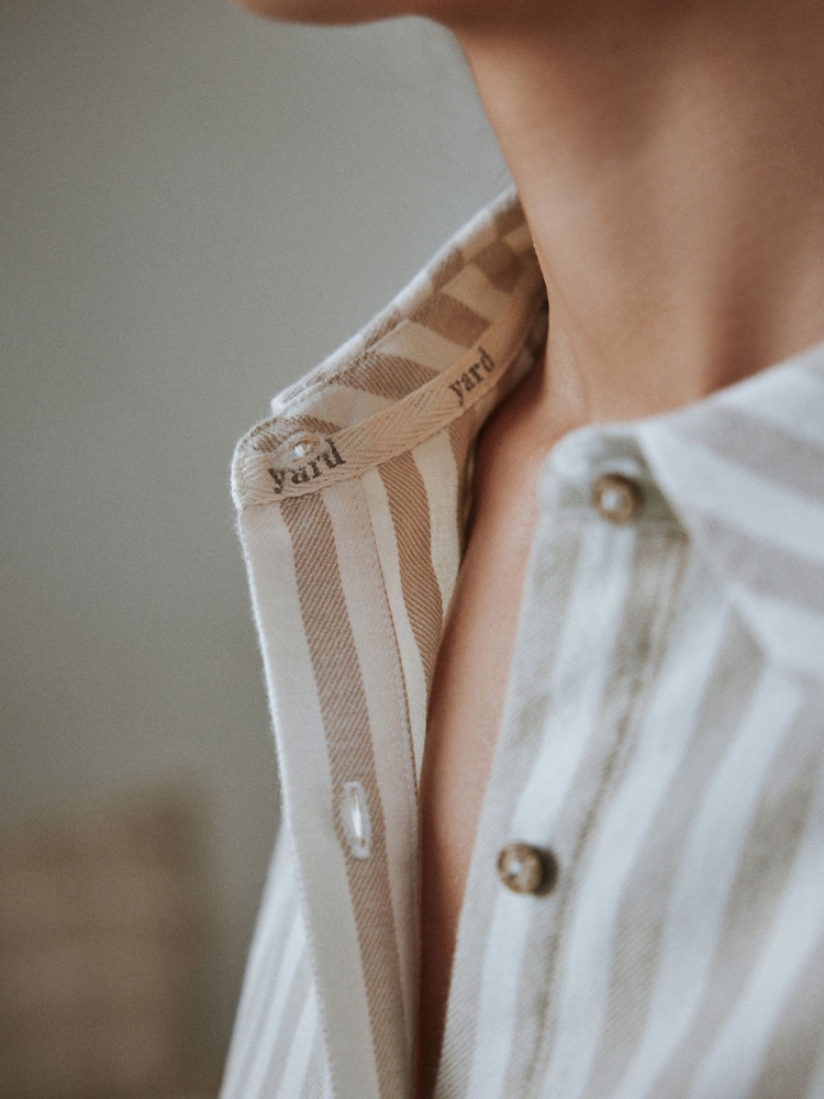 Yard Hebden Stripe Cotton Flannel Stripe Night Shirt - Image 9 of 9 Yard Hebden Stripe Cotton Flannel Stripe Night Shirt - Image 9 of 9
