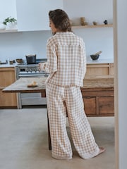 Yard Neutral Check Neutral Check Crinkle Cotton Long Pyjamas 2 Piece - Image 4 of 6