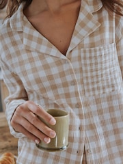 Yard Neutral Check Neutral Check Crinkle Cotton Long Pyjamas 2 Piece - Image 5 of 6