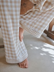 Yard Neutral Check Neutral Check Crinkle Cotton Long Pyjamas 2 Piece - Image 6 of 6