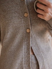 Yard  Oatmeal Belted Wool Blend Knitted Lounge Cardigan - Image 6 of 7