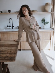 Yard Oatmeal Wool Blend Knitted Lounge Trousers - Image 2 of 5