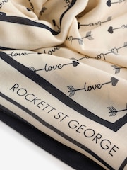 Rockett St George Black/Ecru Love Arrow Printed Lightweight Scarf - Image 10 of 10