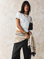 Rockett St George Black/Ecru Love Arrow Printed Lightweight Scarf - Image 3 of 7