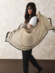 Rockett St George Black/Ecru Love Arrow Printed Lightweight Scarf - Image 5 of 7