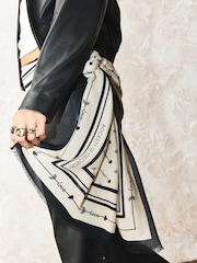 Rockett St George Black/Ecru Love Arrow Printed Lightweight Scarf - Image 7 of 7