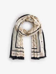 Rockett St George Black/Ecru Love Arrow Printed Lightweight Scarf - Image 8 of 10