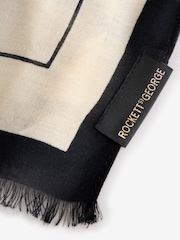 Rockett St George Black/Ecru Love Arrow Printed Lightweight Scarf - Image 9 of 10
