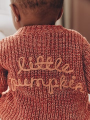 Orange Little Pumpkin Slogan Baby Cardigan - Image 3 of 9