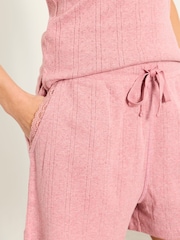 FatFace Pink Pointelle Lace Shorts - Image 3 of 7
