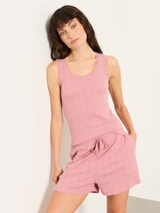 FatFace Pink Pointelle Lace Shorts - Image 4 of 7