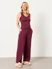 FatFace Olivia Plum Purple Pointelle Lace Trim Vest - Image 4 of 6
