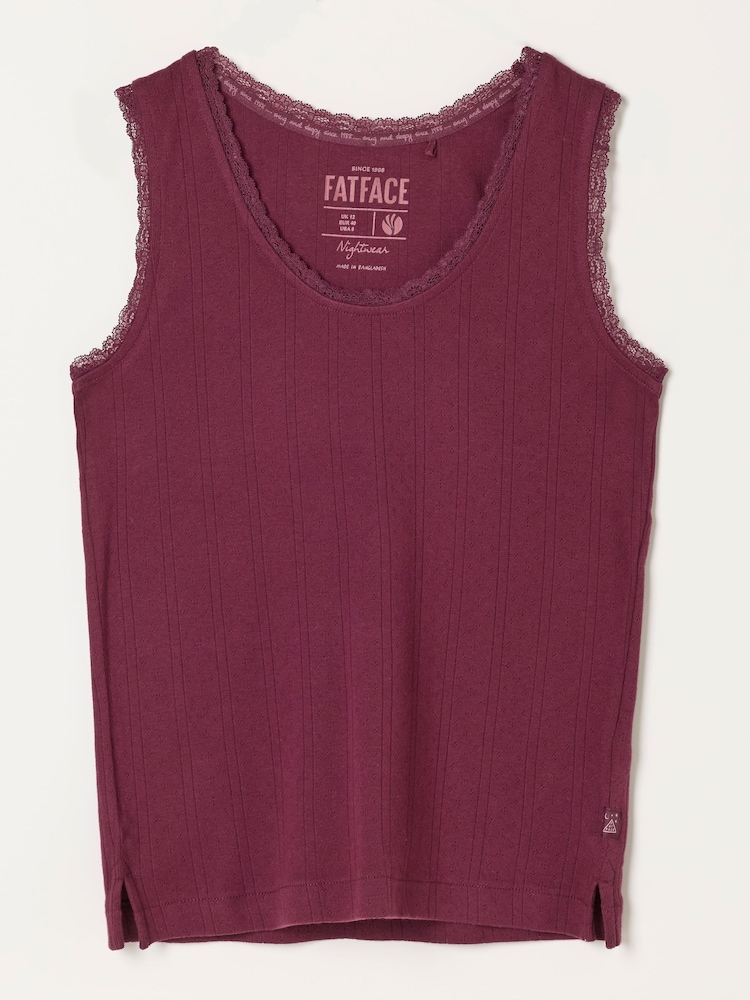 FatFace Olivia Plum Purple Pointelle Lace Trim Vest - Image 6 of 6 FatFace Olivia Plum Purple Pointelle Lace Trim Vest - Image 6 of 6