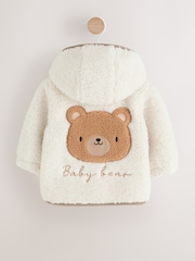 Cream - Borg Hooded Baby Jacket - Imaginea 1 din 8