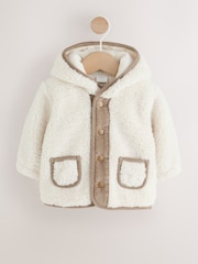 Cream - Borg Hooded Baby Jacket - Imaginea 2 din 8