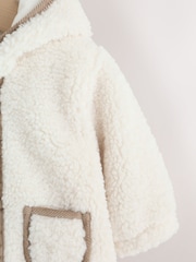 Cream - Borg Hooded Baby Jacket - Imaginea 3 din 8