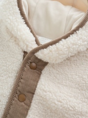 Cream - Borg Hooded Baby Jacket - Imaginea 4 din 8