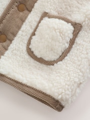 Cream - Borg Hooded Baby Jacket - Imaginea 7 din 8