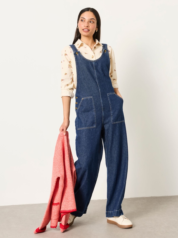 FatFace Raffles Blue Denim Wide Leg Dungaree - Image 1 of 6 FatFace Raffles Blue Denim Wide Leg Dungaree - Image 1 of 6