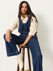 FatFace Raffles Blue Denim Wide Leg Dungaree - Image 4 of 6
