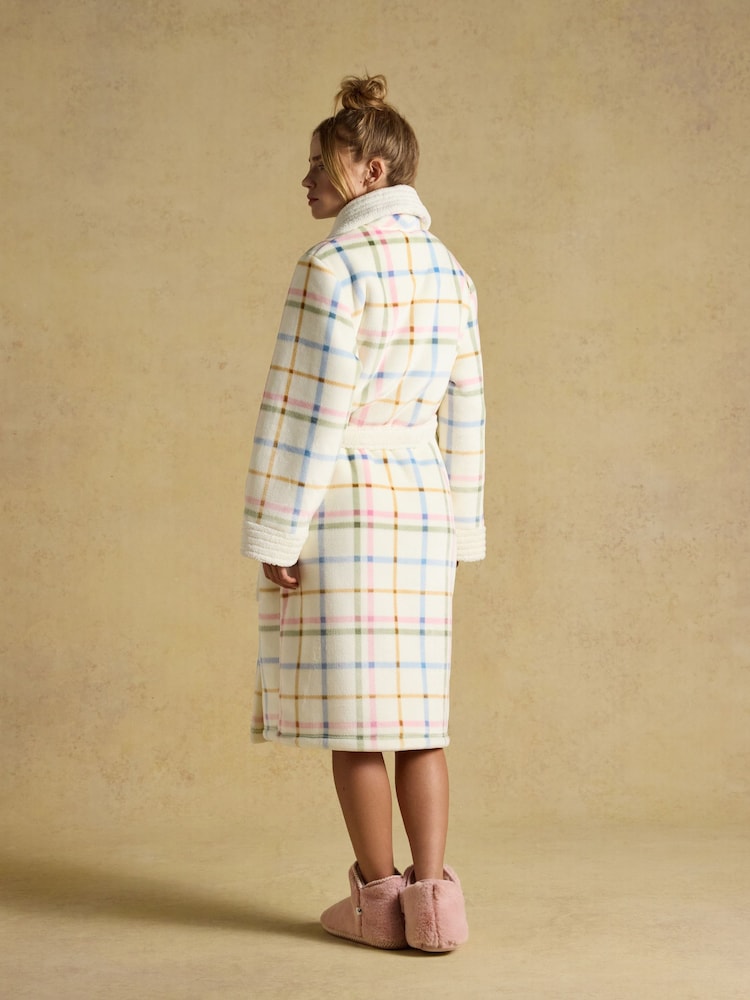 Joules Cream Fleece Dressing Gown - Image 2 of 8 Joules Cream Fleece Dressing Gown - Image 2 of 8