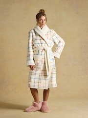 Joules Cream Fleece Dressing Gown - Image 7 of 8