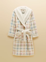 Joules Cream Fleece Dressing Gown - Image 8 of 8