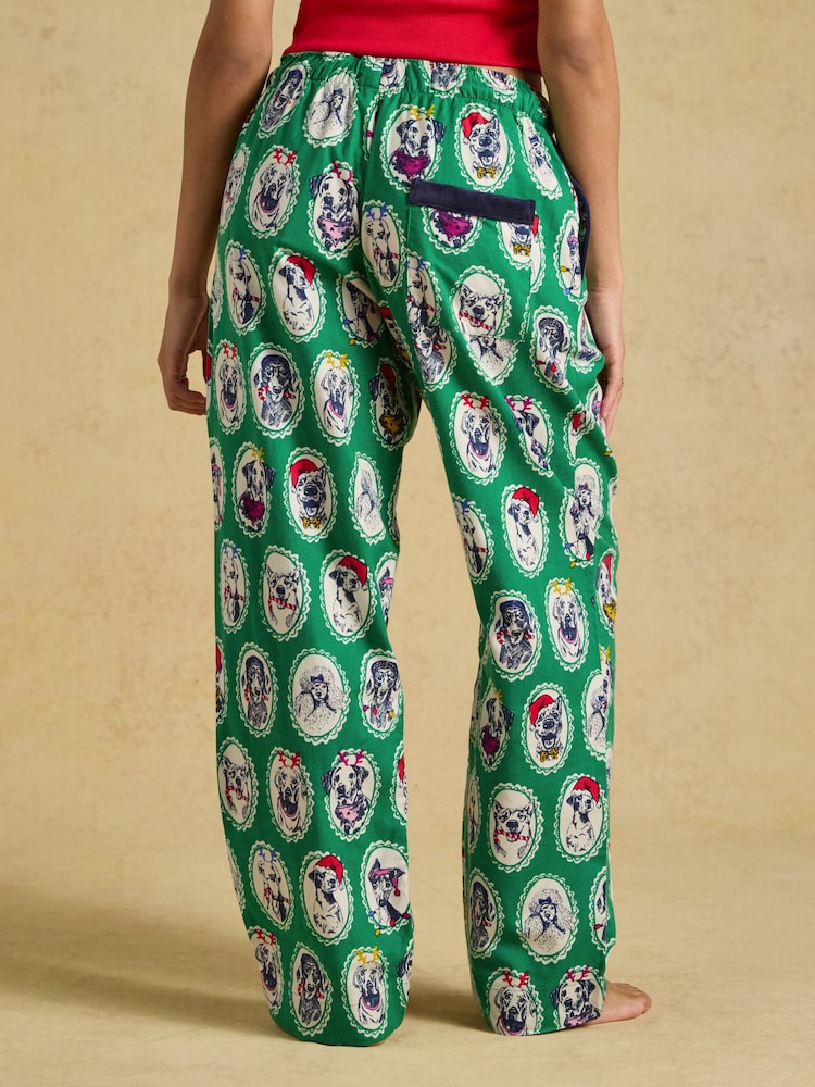 Green Dog Print Woven Brushed Cotton Pyjama Bottoms - Image 2 of 7 Green Dog Print Woven Brushed Cotton Pyjama Bottoms - Image 2 of 7