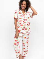 Cyberjammies Red Strawberry Print Jersey Short Sleeve Pyjama Set - Image 2 of 4