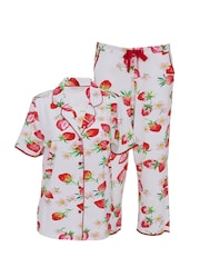 Cyberjammies Red Strawberry Print Jersey Short Sleeve Pyjama Set - Image 4 of 4