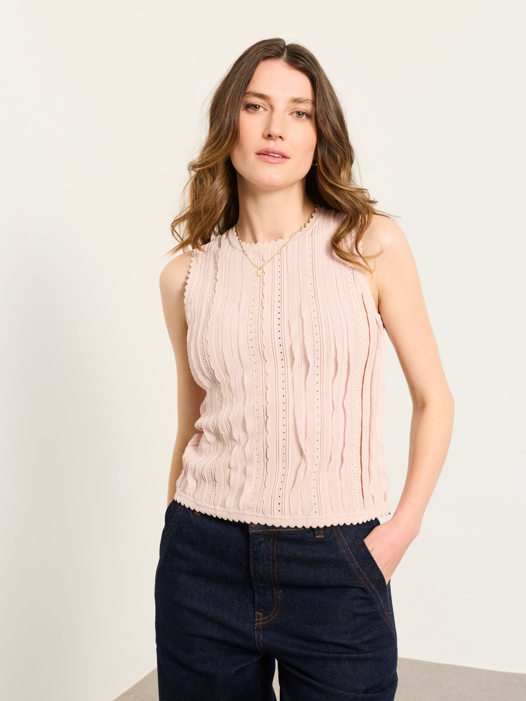 Fat Face Women's Pink Fatface Edith Knitted Tank