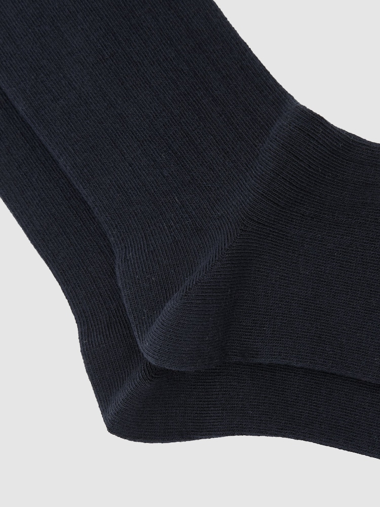 Reiss Navy Felicia Cotton Blend Ribbed Loafer Socks - Image 2 of 3