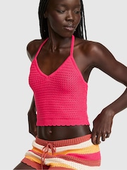 Victoria's Secret Pink Candy Pink Crochet Halter Top - Image 1 of 2