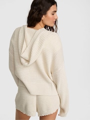 Victoria's Secret Pink Natural Heather White Crochet Hoodie - Image 2 of 2