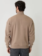 Threadbare Brown Relaxed Fit Half Zip Sweatshirt - Image 2 of 4