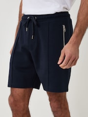 Threadbare Blue Pique Pleated Sweat Shorts - Image 1 of 4