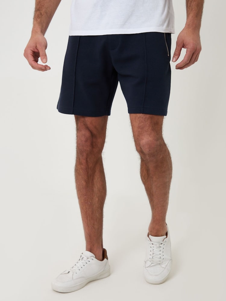 Threadbare Blue Pique Pleated Sweat Shorts - Image 2 of 4