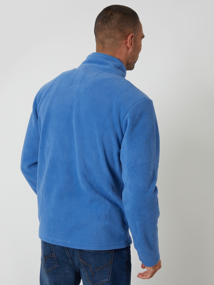 Threadbare Cobalt Quarter Zip Microfleece Sweatshirt - Image 2 of 4