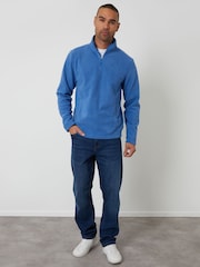 Threadbare Cobalt Quarter Zip Microfleece Sweatshirt - Image 3 of 4