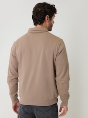 بني - سويت شيرت بياقة بربع سحّاب من Threadbare - Image 2 of 4