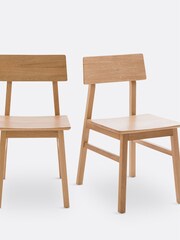 La Redoute Intérieurs Set of 2 Oak Podela Solid Oak Chairs - Image 1 of 5