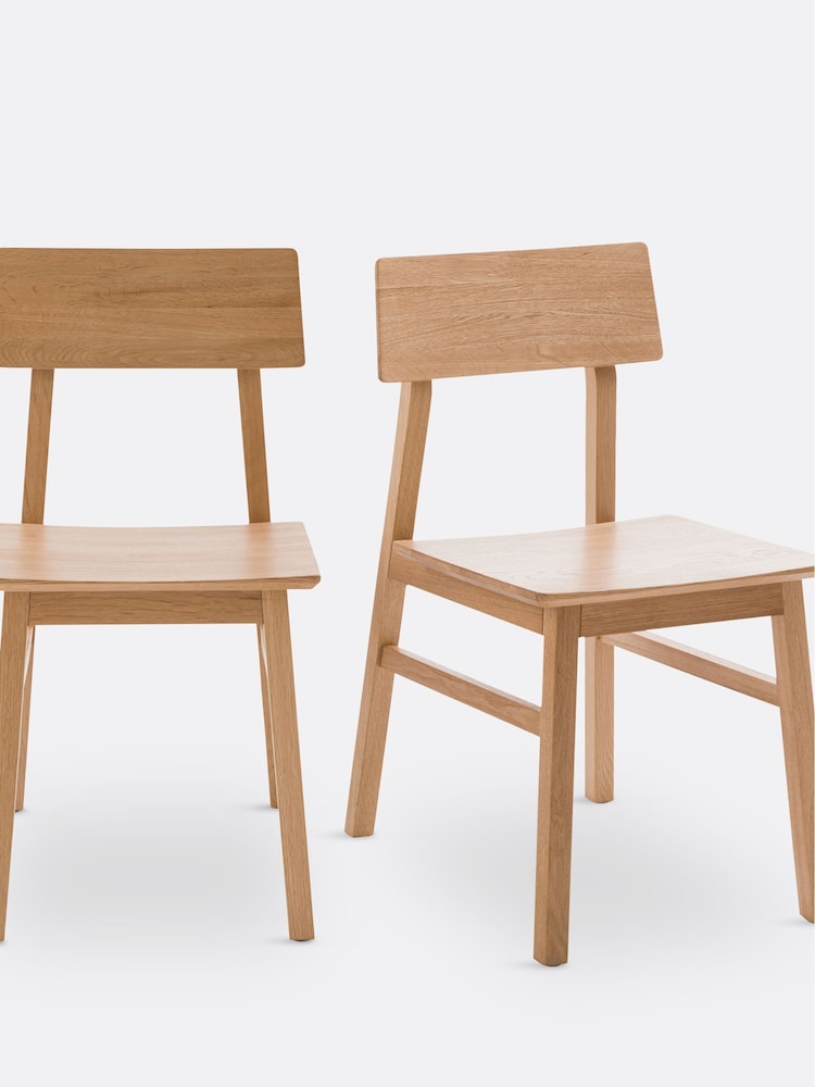 La Redoute Intérieurs Set of 2 Oak Podela Solid Oak Chairs - Image 1 of 5